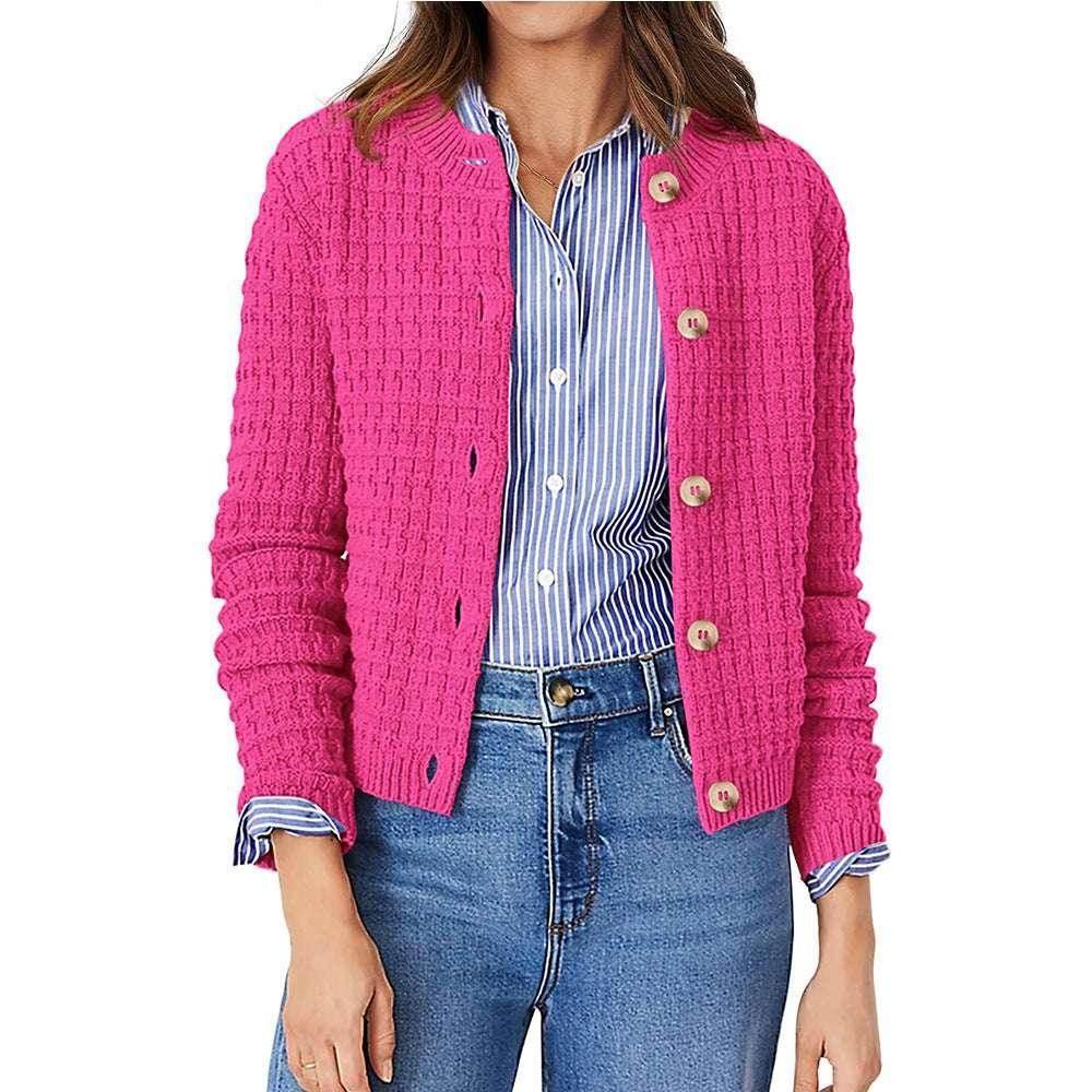 Women's Solid Color Knit Cardigan Sweater - ZA-Zola