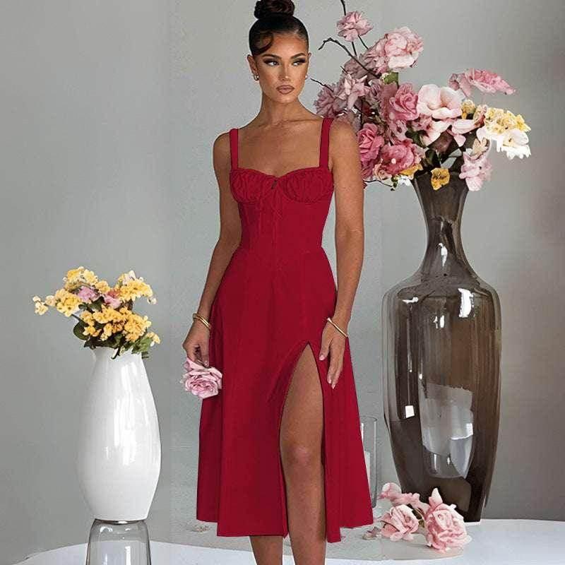 Casual Lace-Up Slim Fit Sling Dress - Elegant Style - ZA-Zola