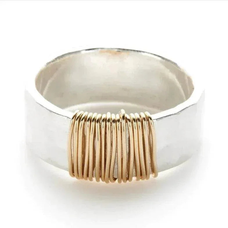 Unisex Geometric Wide Face Statement Ring Gold - ZA-Zola
