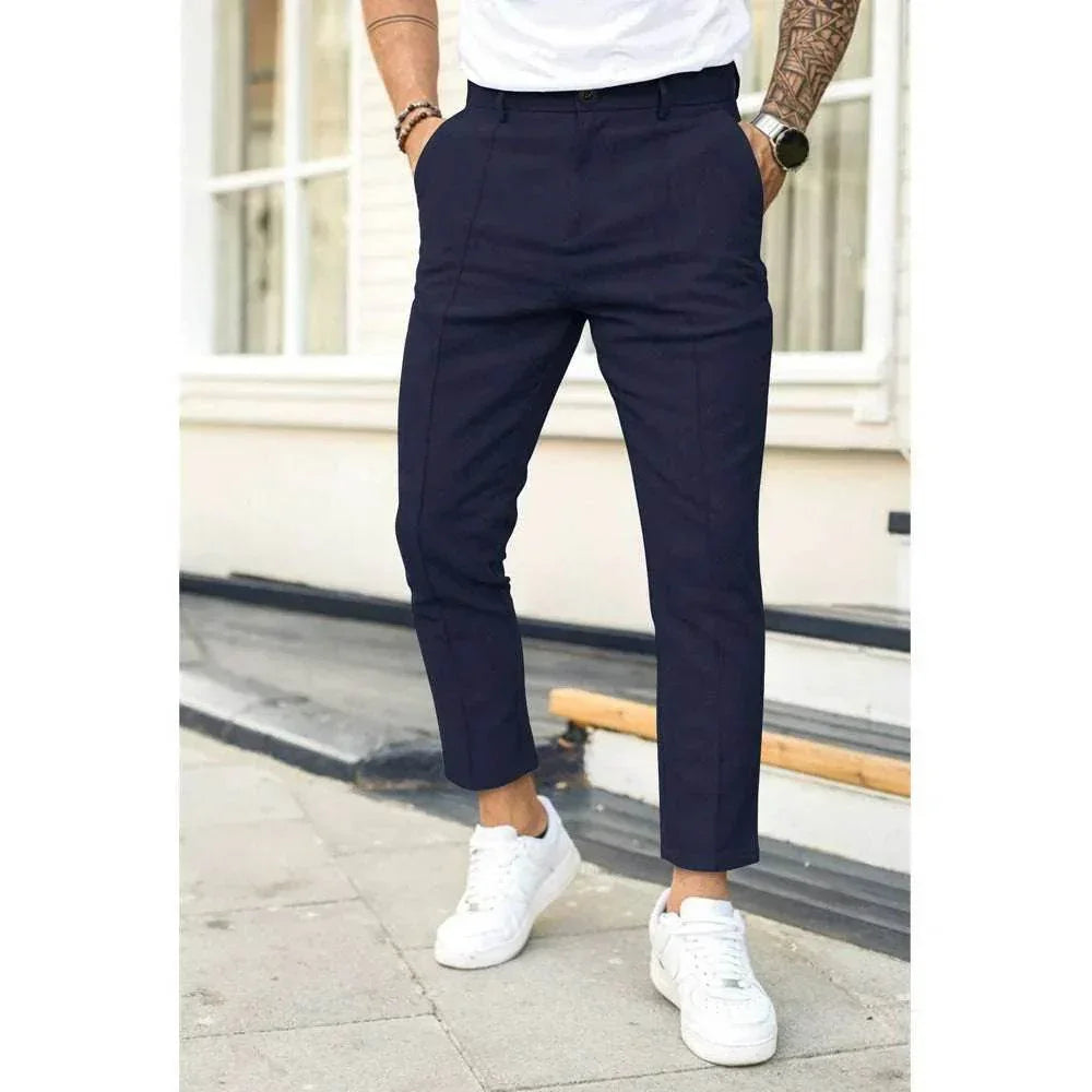 Men's Double Fold Line Casual Suit Pants - ZA-Zola