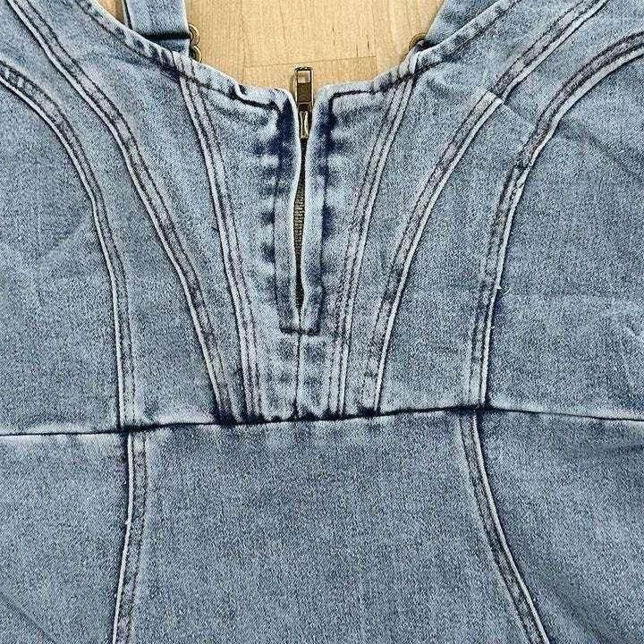Shop U-Neck Suspender Denim Dress – Buy Now! - ZA-Zola