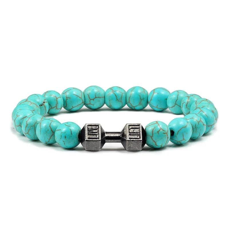Turquoise Electroplated Alloy Barbell Bracelet - ZA-Zola