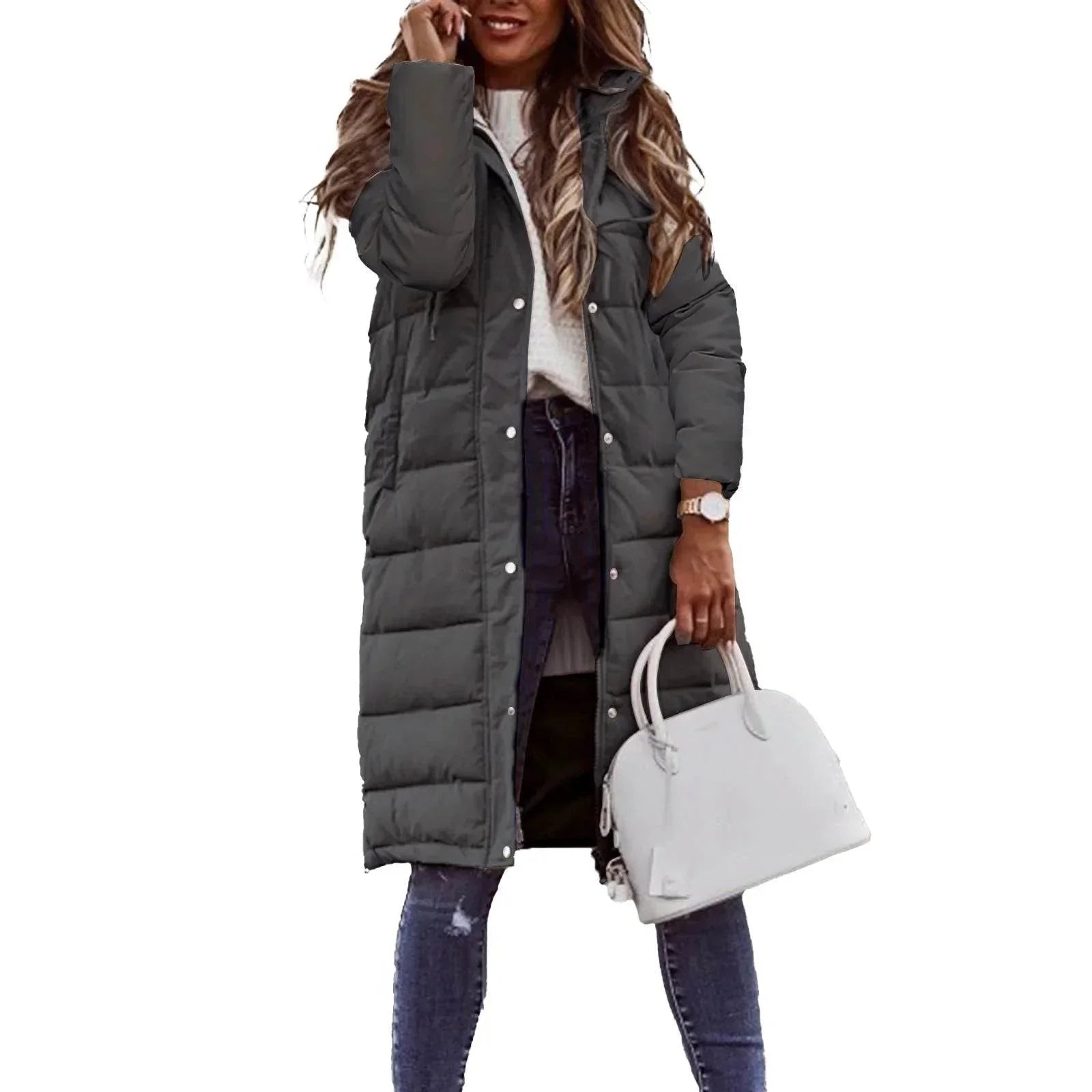 Hooded Single-Breasted Mid-Length Cotton Coat for Women - ZA-Zola