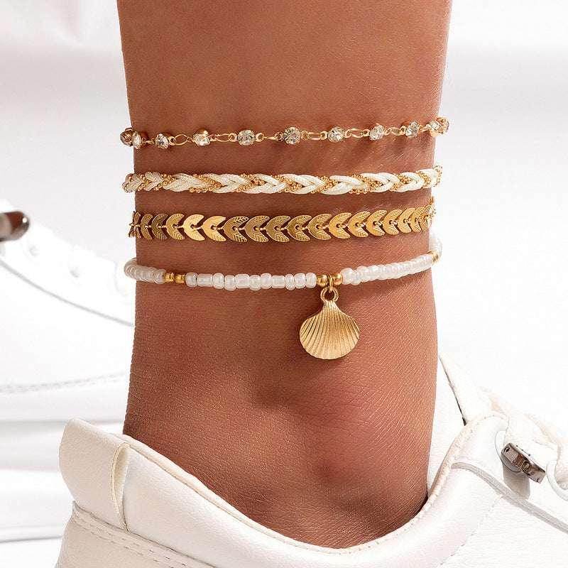 Bohemian 4pcs Woven Rope Anklet Set Unisex - ZA-Zola