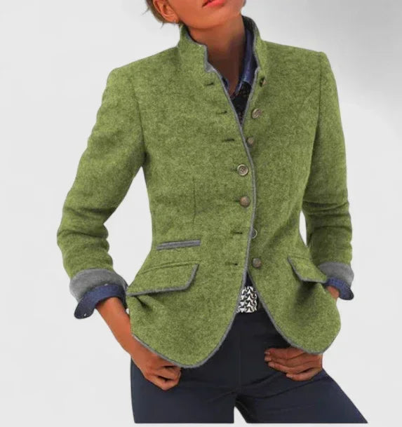 Color Block Woolen Jacket Women Office Style - ZA-Zola