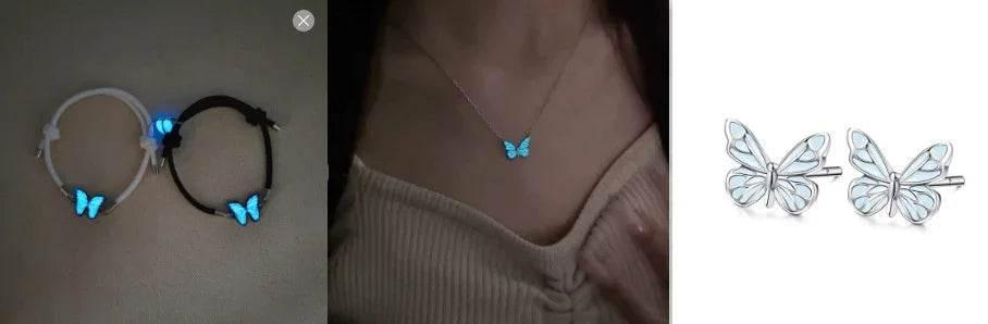 Glow-in-Dark Butterfly Necklace Bracelet Set - ZA-Zola