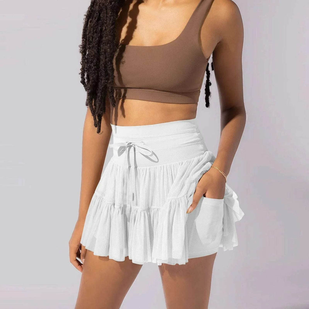 High-Waist Lace-Up Pleated Sports Skirt for Women - ZA-Zola