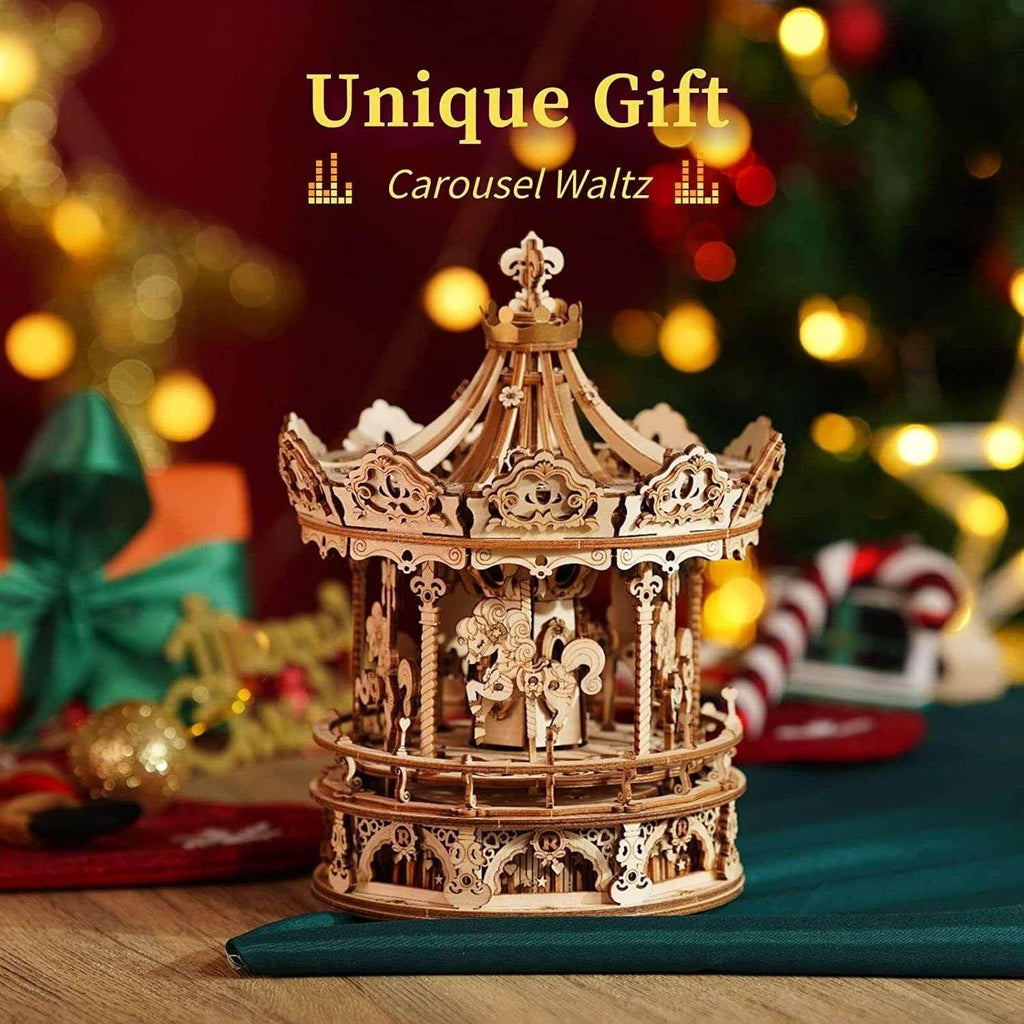 Robotime Rokr 3D Wooden Puzzle Music Box – DIY Carousel Kit - ZA-Zola