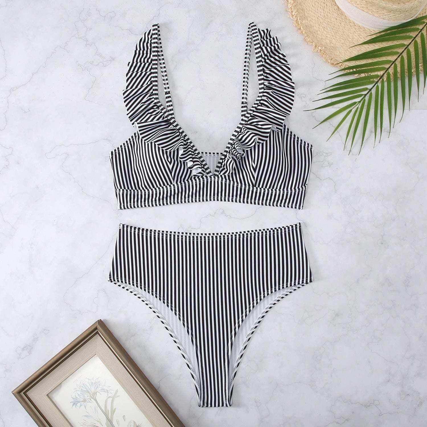 Retro Striped Bikini Set – Vacation Swimwear - ZA-Zola
