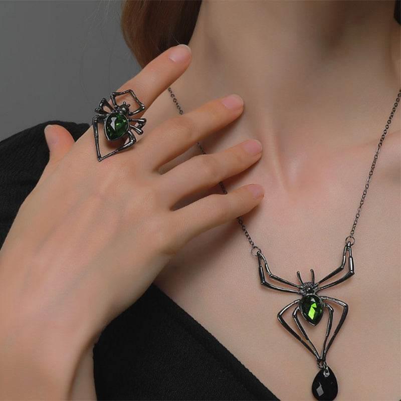 ZA-Zola Halloween Spider Necklace & Ring Set - ZA-Zola