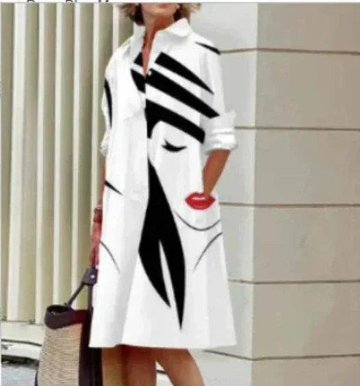 Solid Color Long Sleeve Shirt Dress for Women - ZA-Zola