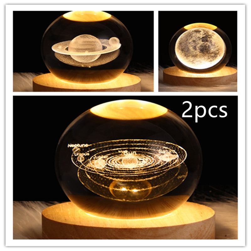 LED Galaxy Crystal Ball Night Light 3D Planet Moon Lamp | ZA-Zola