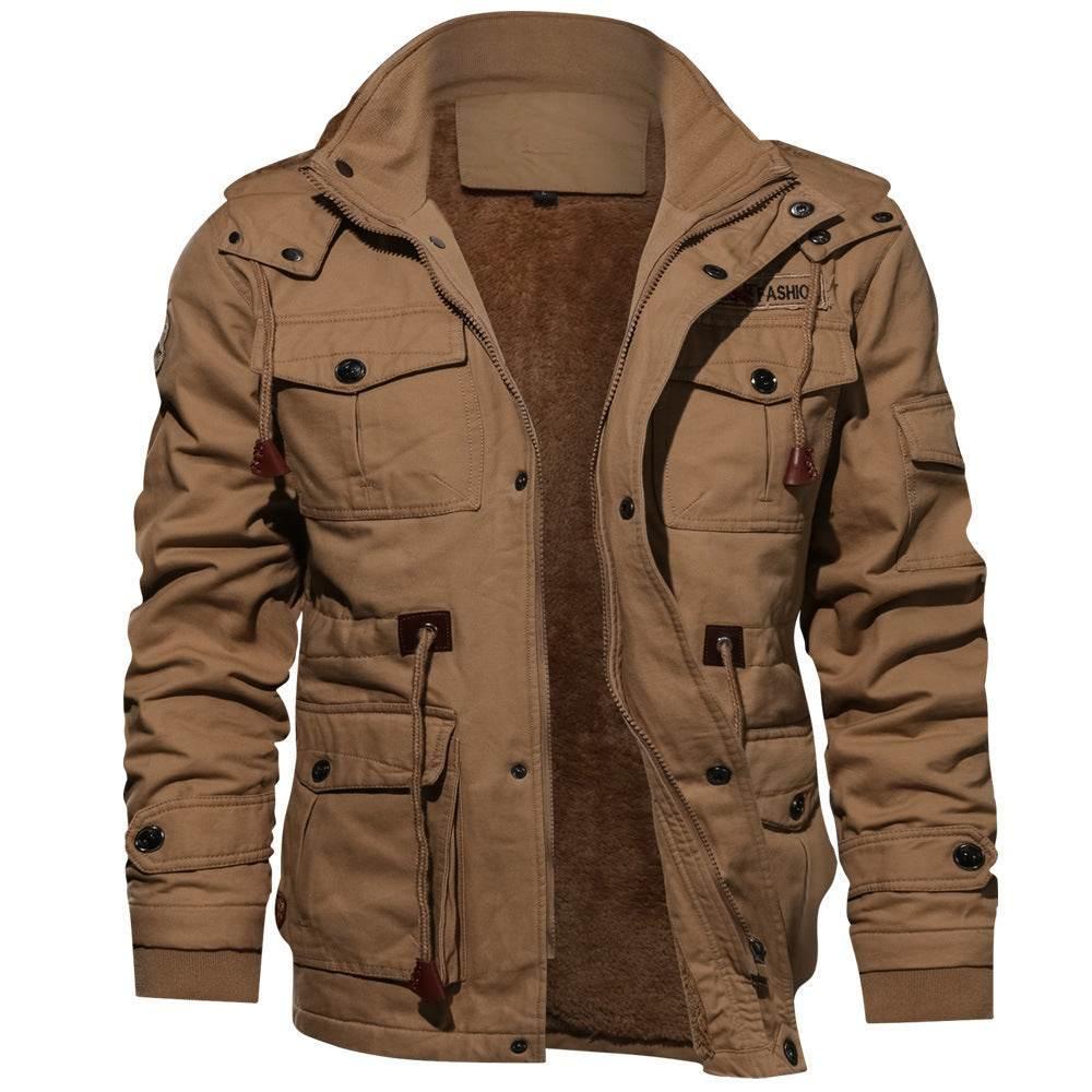 Men’s Winter Zip-up Coat | Warm Hooded Cargo Jacket - ZA-Zola