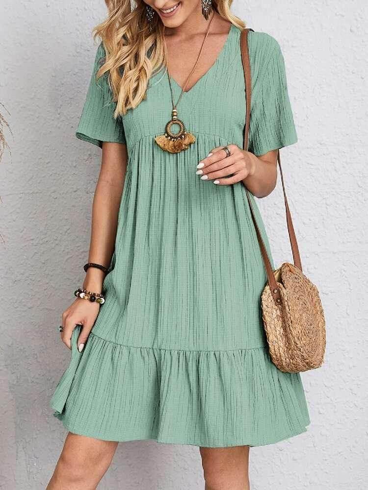 Ruffled V-Neck Summer Dress for Women - ZA-Zola
