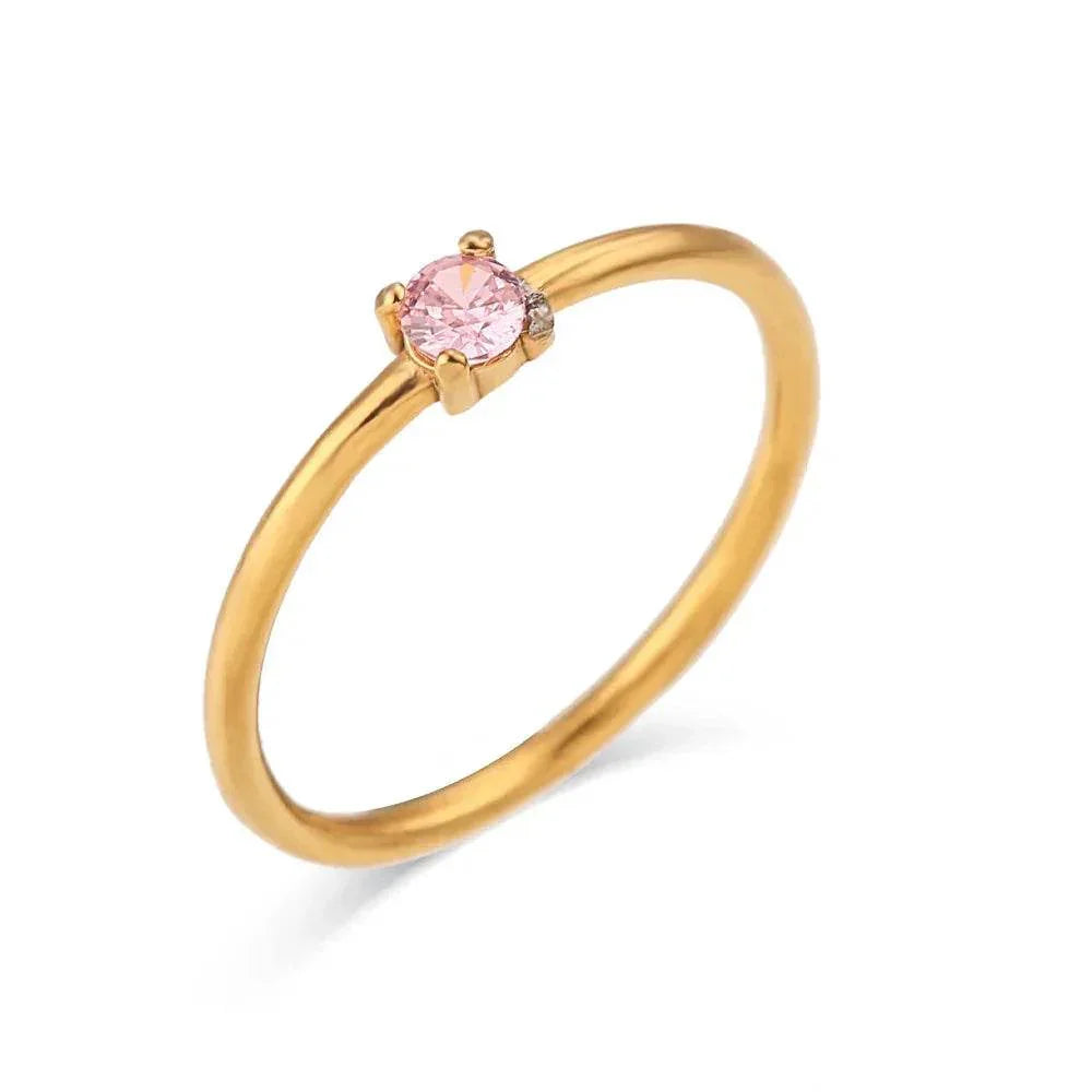 Elegant Light Luxury Zircon Birthday Ring Women - ZA-Zola