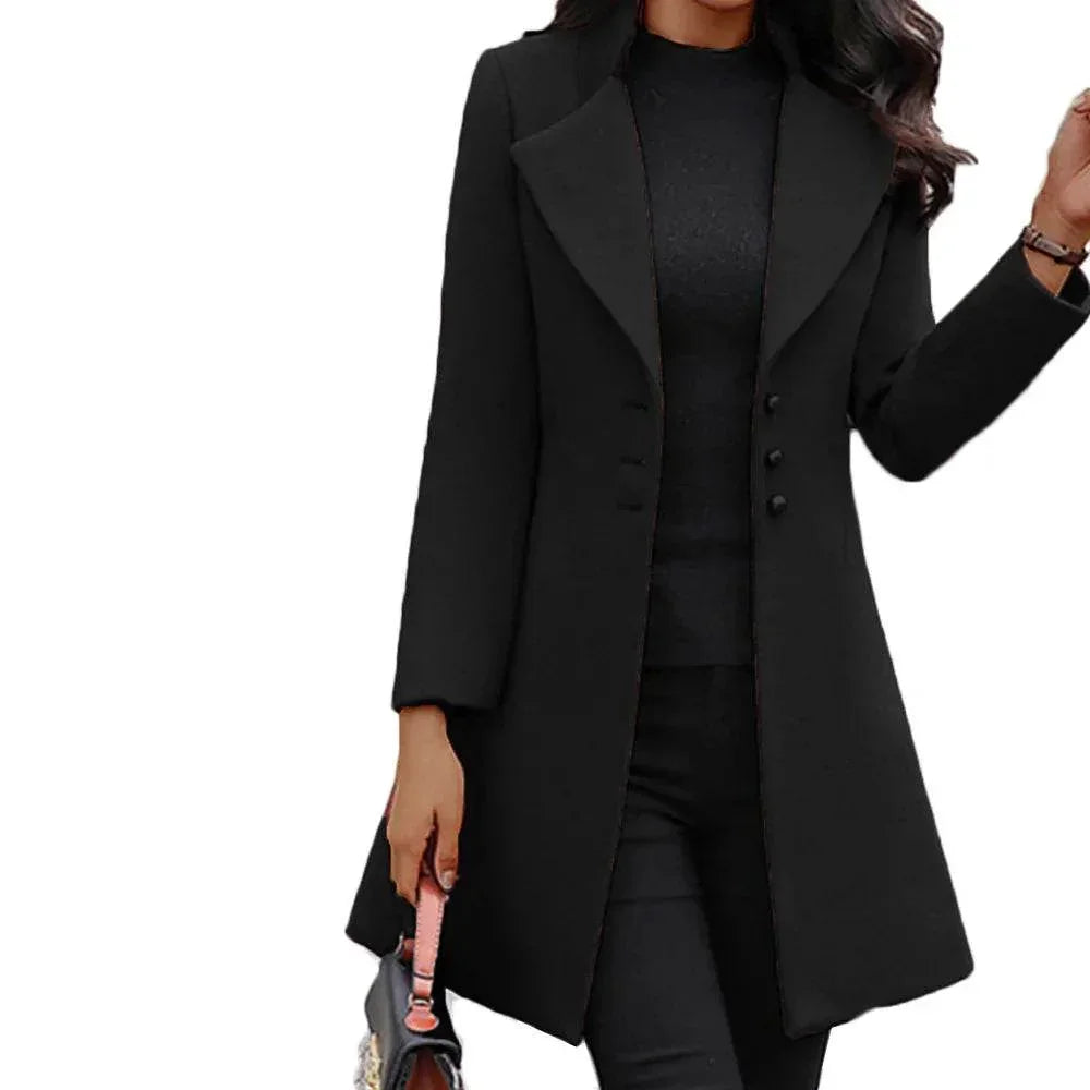 Winter Slim-Fit Lapel Coat – Elegant Single-Breasted Outerwear | Buy Now! - ZA-Zola