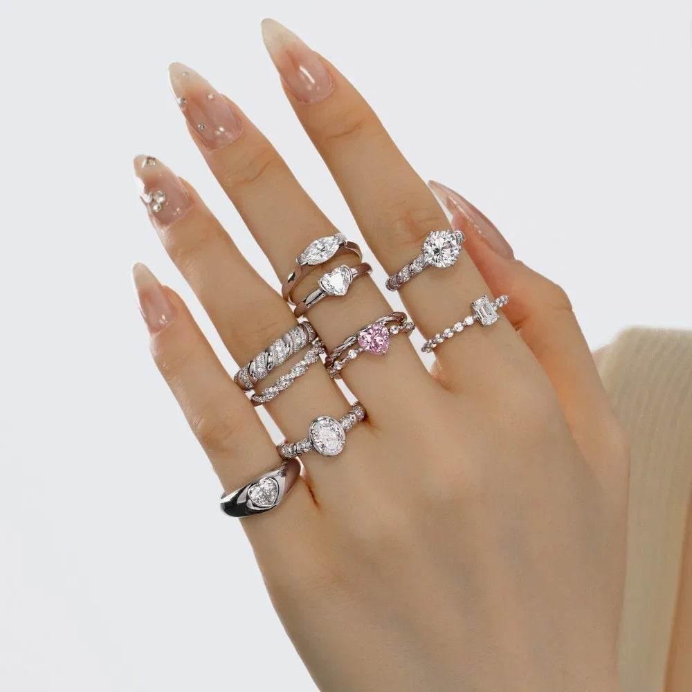 Geometric Heart Wedding Ring for Women - ZA-Zola