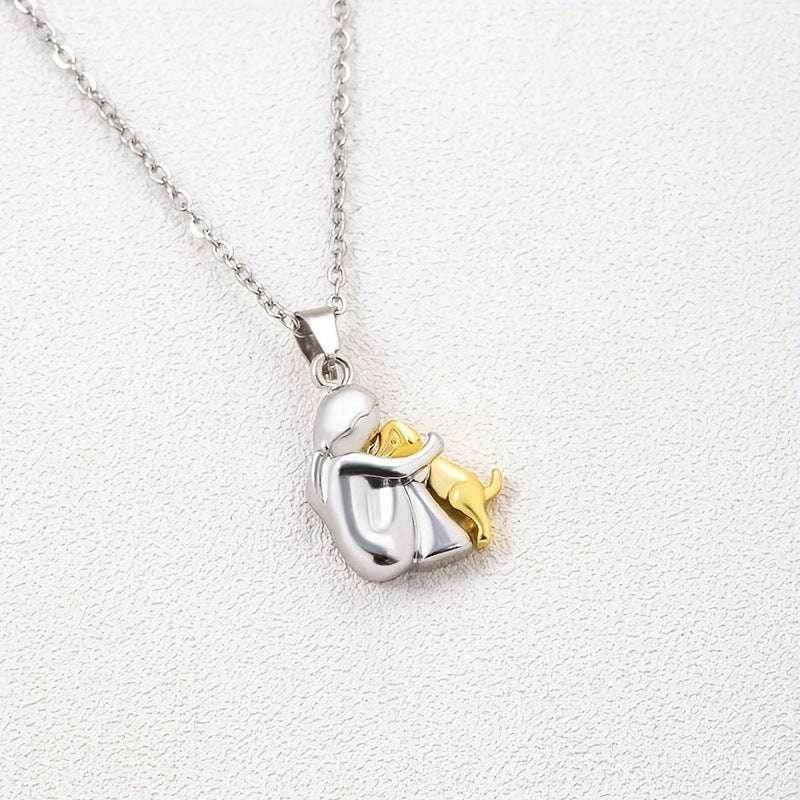 Girl and Dog Hug Necklace – Pet Love Jewelry Gift - ZA-Zola