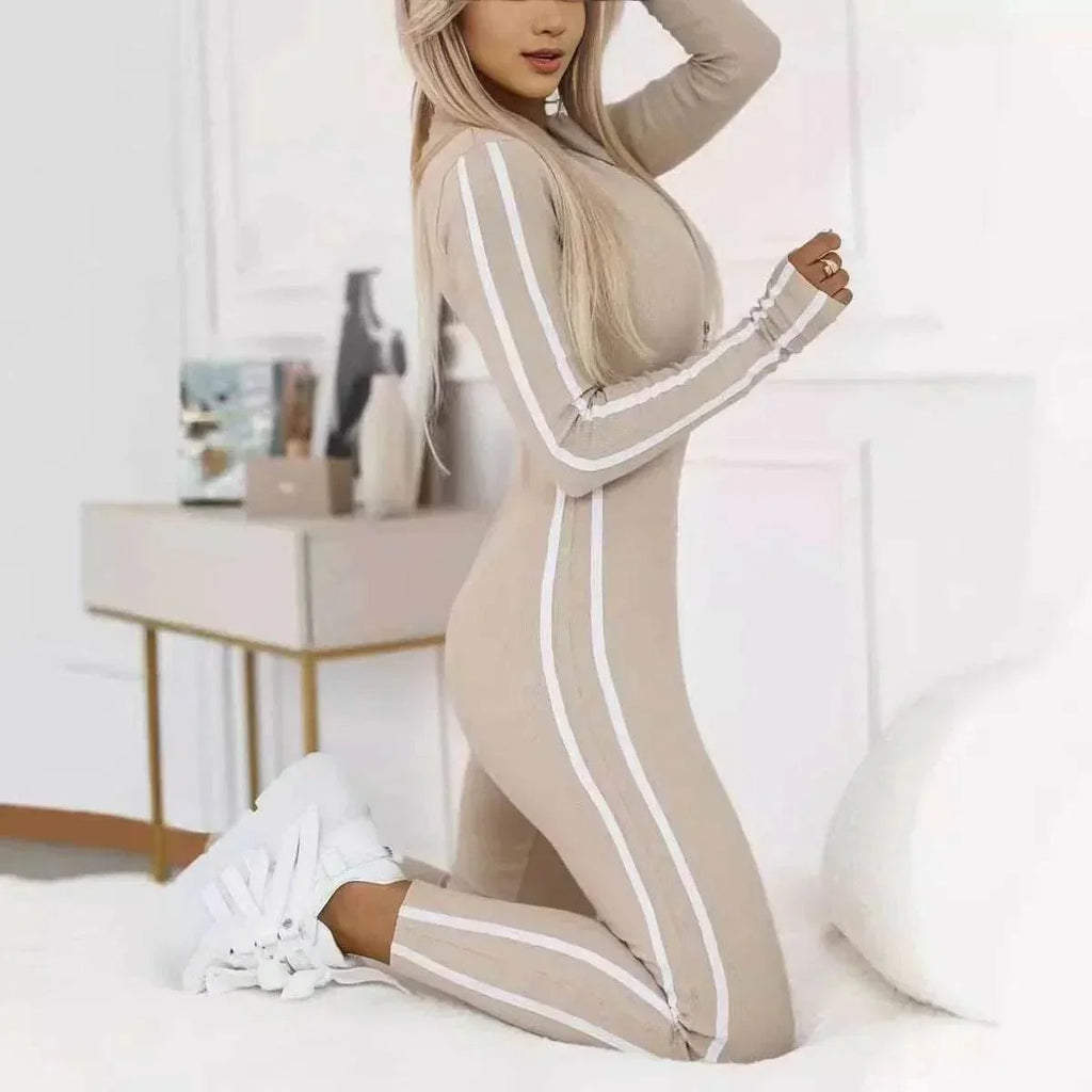 Women's Slim Striped Jumpsuit – Stylish & Comfy! - ZA-Zola