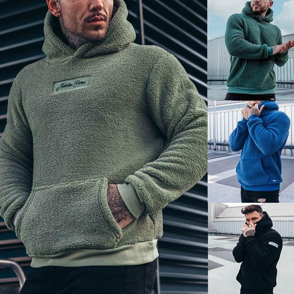 Men's Hoodies Pullover | Plush Hooded Sweatshirt with Pocket - ZA-Zola