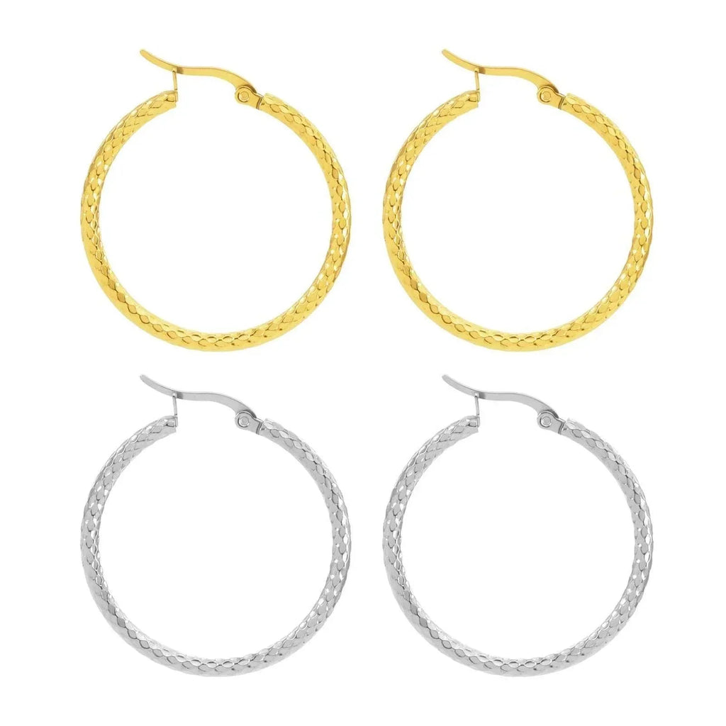 18K Gold-Plated Round Emboss Earrings for Women - ZA-Zola