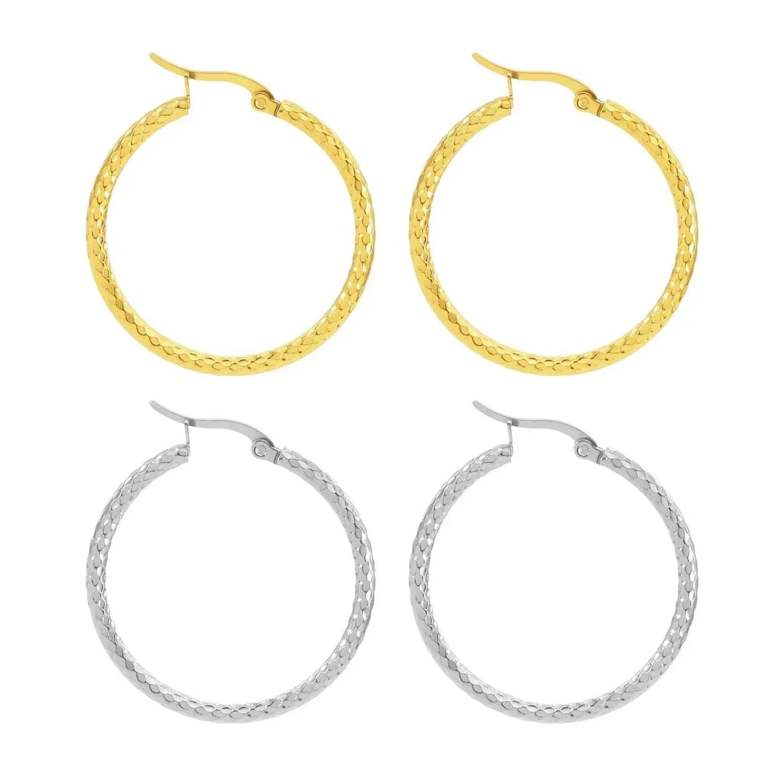 18K Gold-Plated Round Emboss Earrings for Women - ZA-Zola
