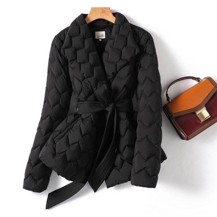 Chocolate Silk Line Down Jacket for Women | Lightweight Winter Coat - ZA-Zola