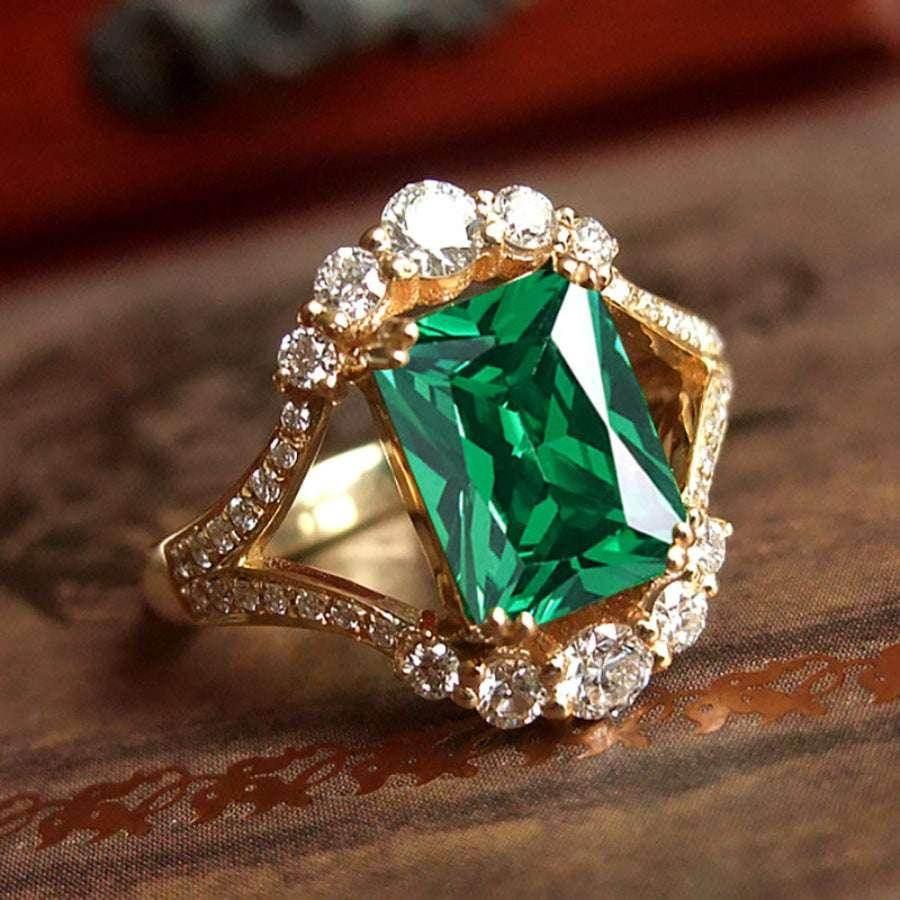 Vintage Green Alloy Decorative Ring for Women - ZA-Zola