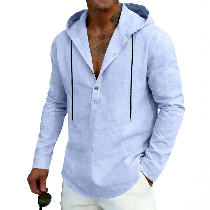 Light blue hoodie with a white background