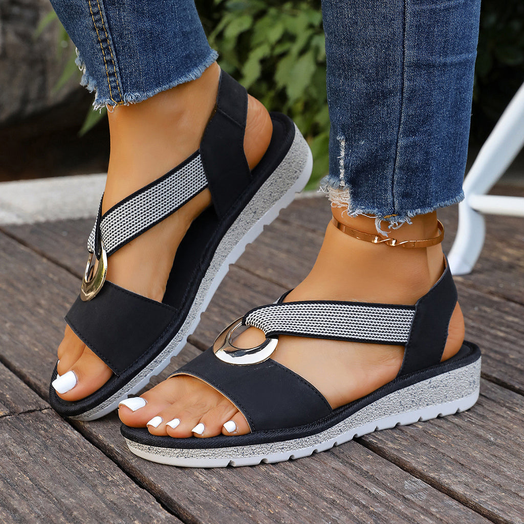 Women’s Fish Mouth Hemp Rope Metal Buckle Summer Sandals