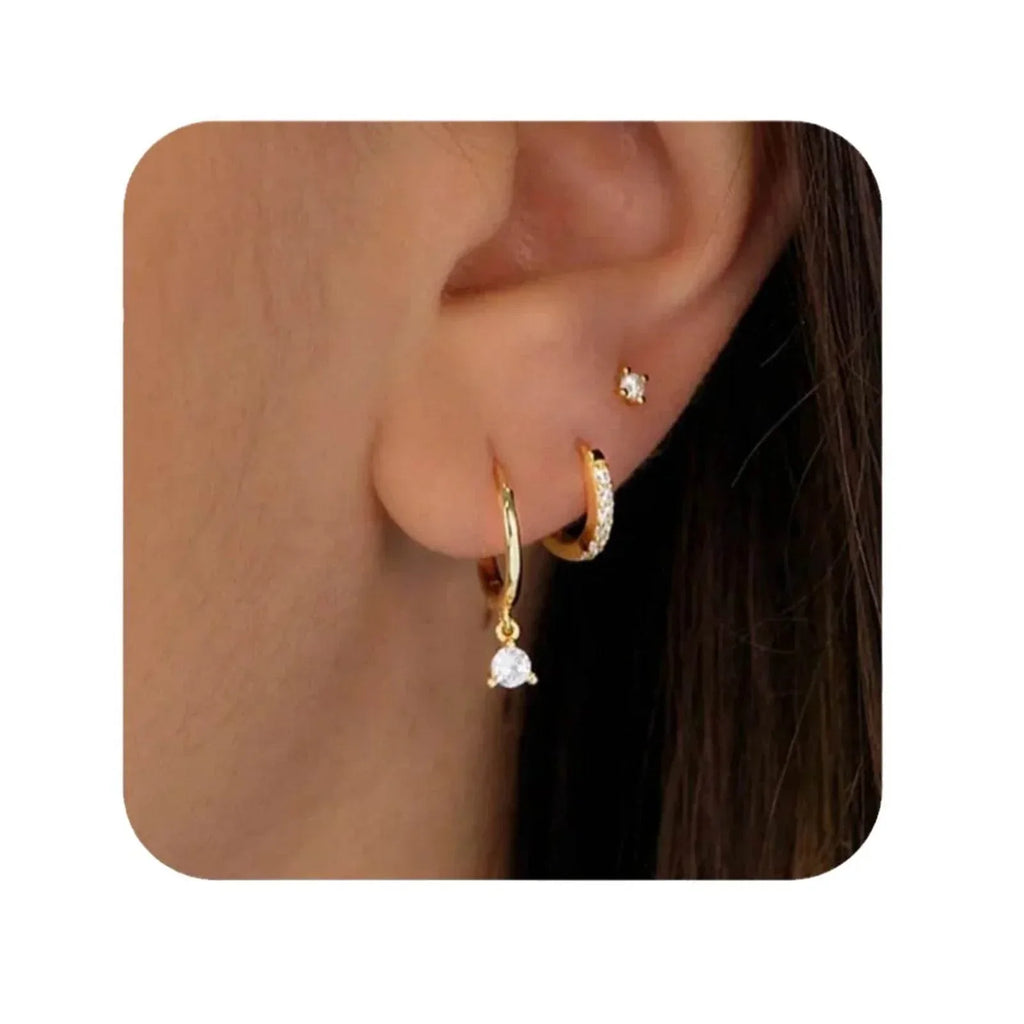 14K Brass Zircon Earrings Set – Chic & Stylish for Women - ZA-Zola