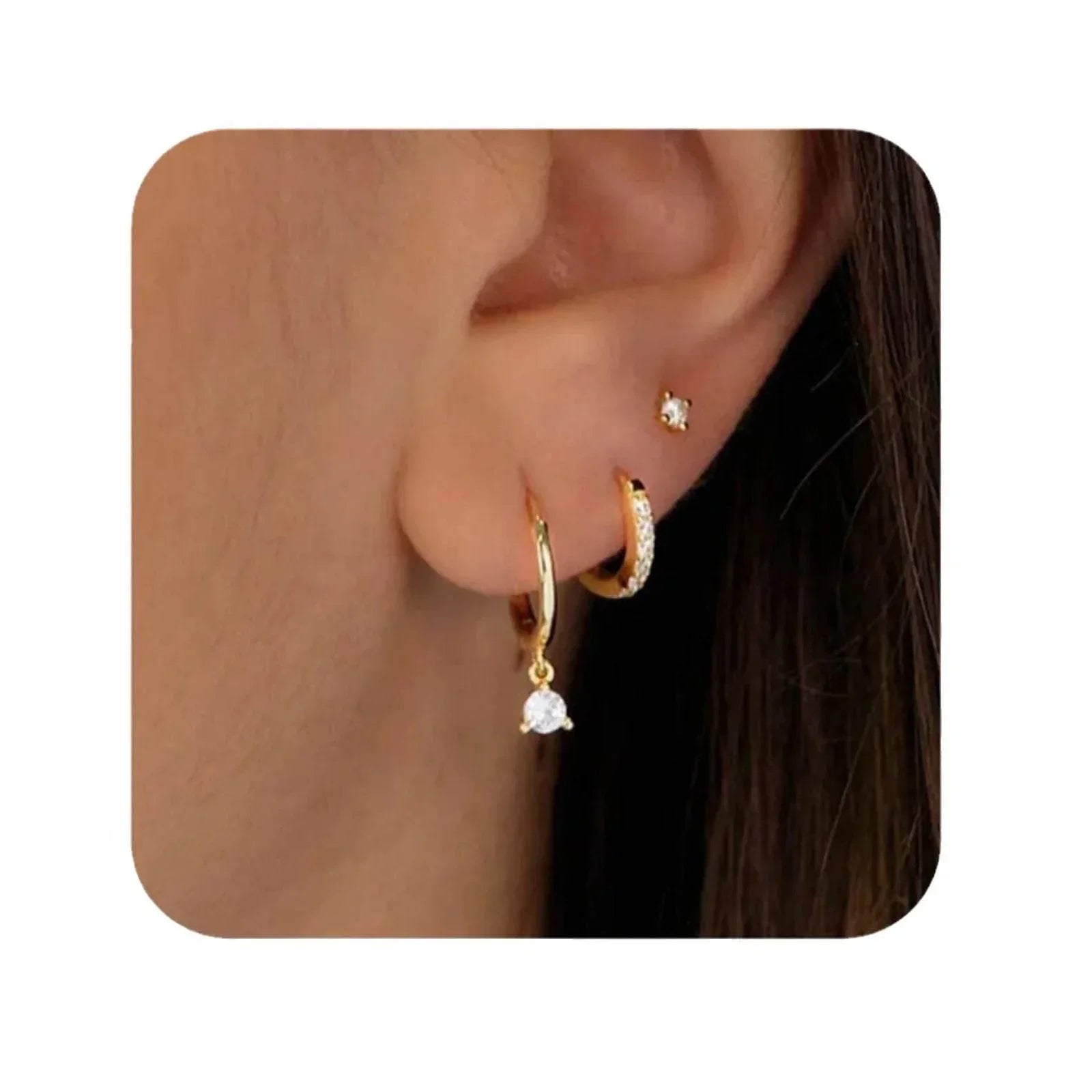 14K Brass Zircon Earrings Set – Chic & Stylish for Women - ZA-Zola