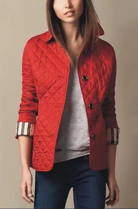 Lapel Cotton Padded Jacket for Women | Elegant Slim Fit Coat - ZA-Zola