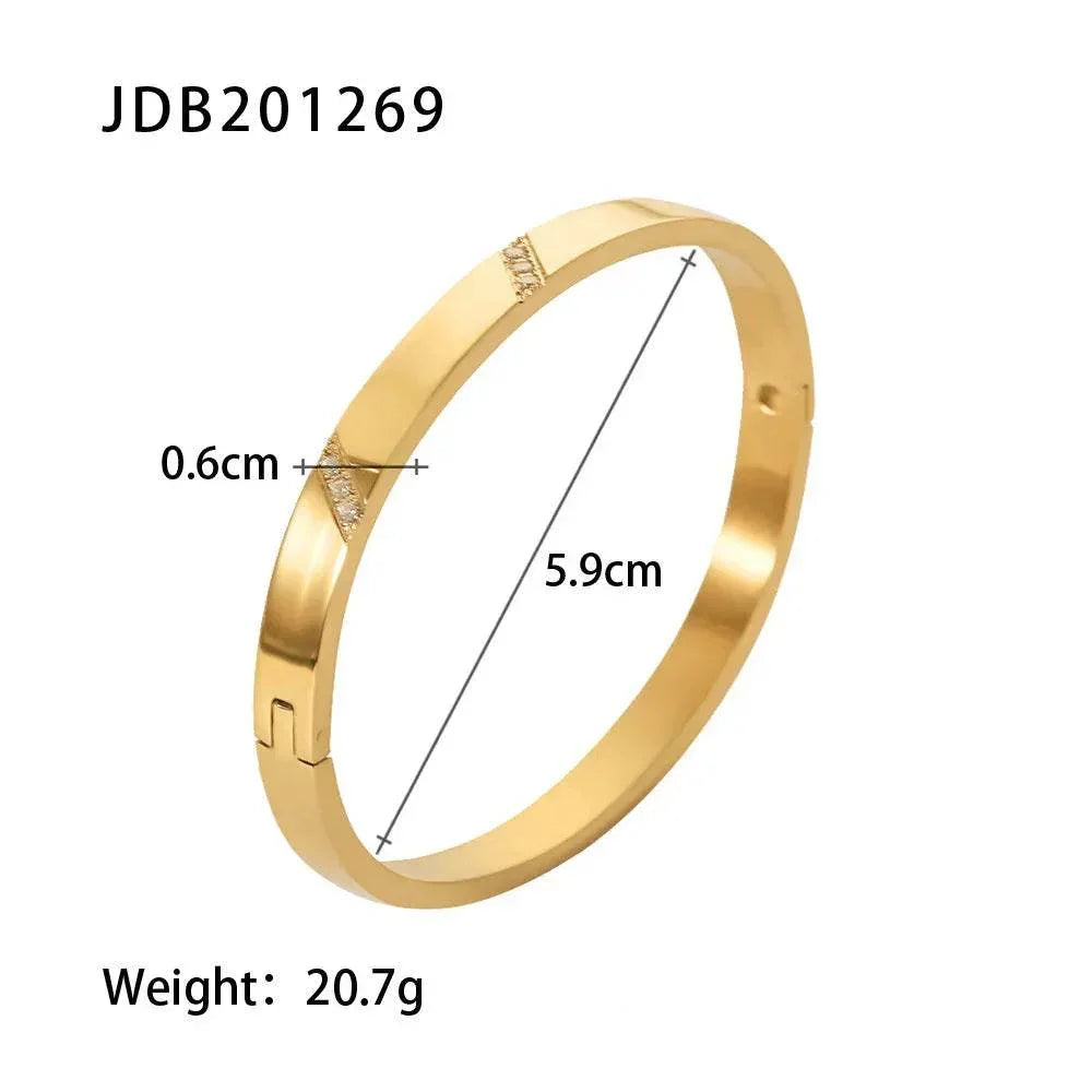 Gold-Plated Zirconia Bracelet – Stainless Steel Chic - ZA-Zola
