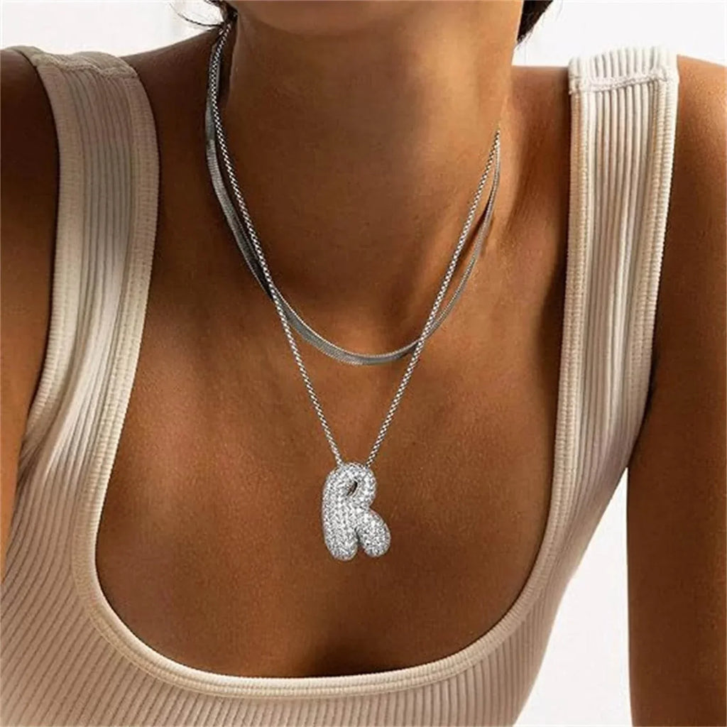 Zircon Balloon Letter Pendant Necklace for Women - ZA-Zola