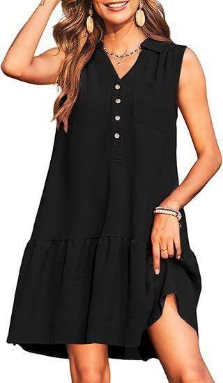 Chic V-Neck Buttoned Sleeveless Dress – Casual & Stylish - ZA-Zola