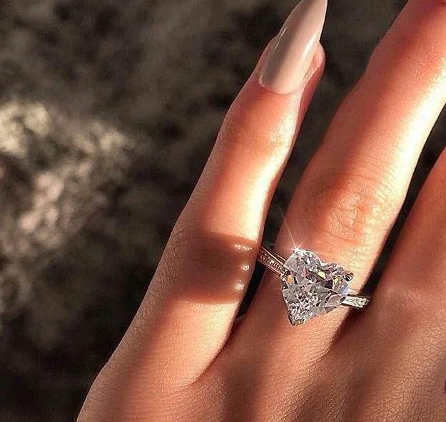 Heart-Shaped AAA Zircon Ring – Elegant Sparkle - ZA-Zola