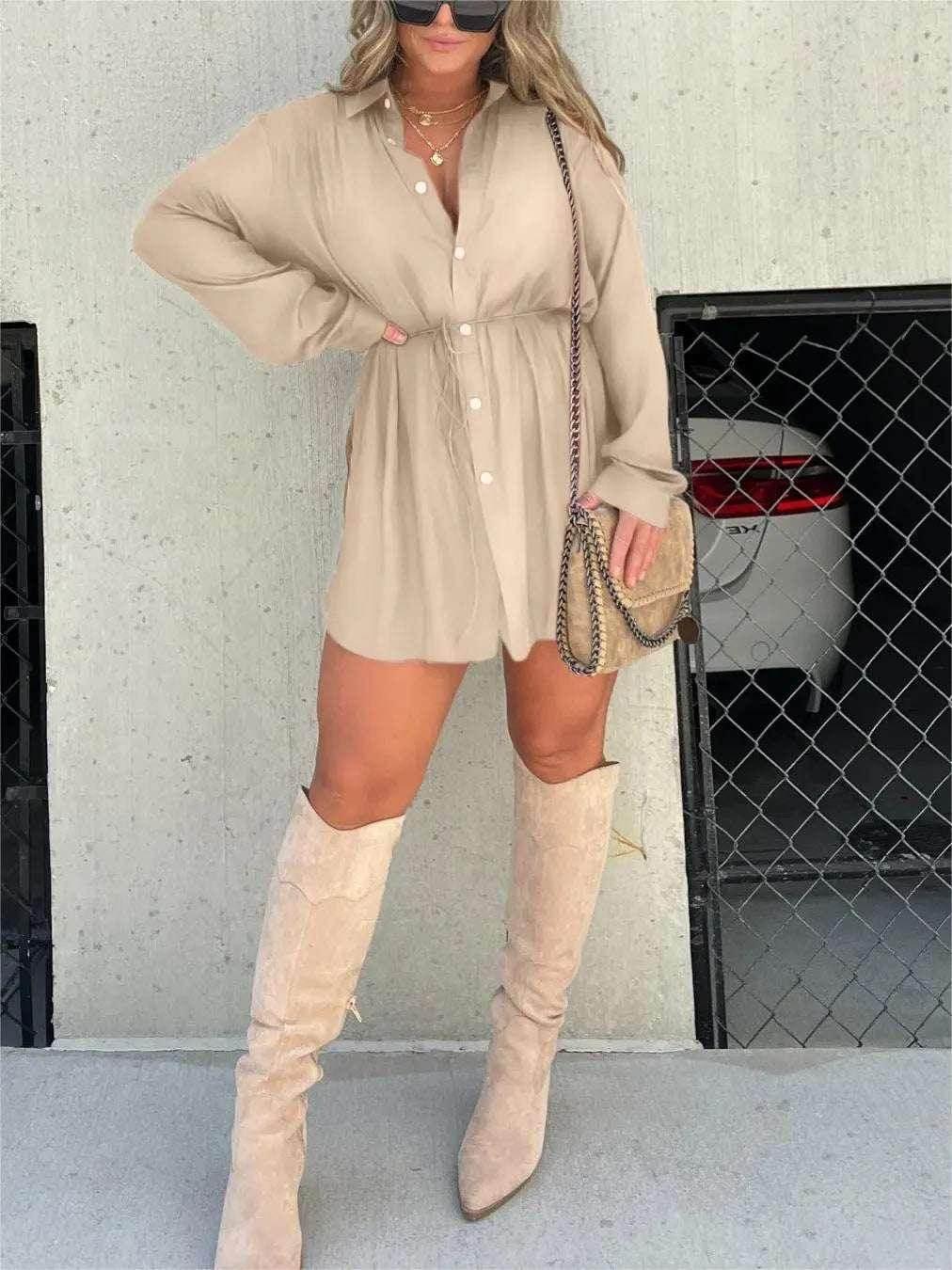 Long Sleeve Button Shirt Jumpsuit Women - ZA-Zola