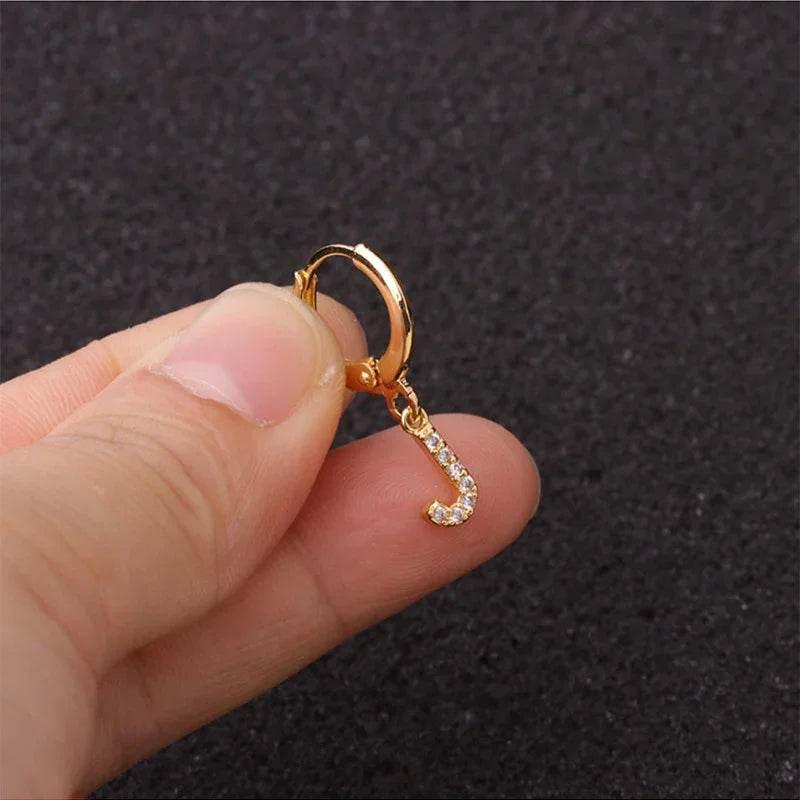 Women's Zircon Letter Earrings – Stylish Gold Jewelry - ZA-Zola