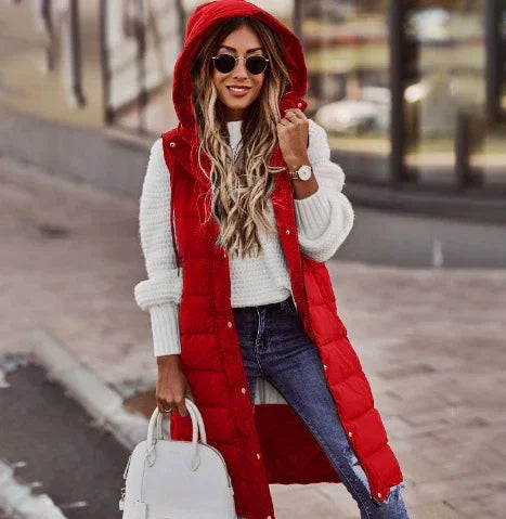Women Sleeveless Down Jacket – Long Winter Puffer Coat - ZA-Zola