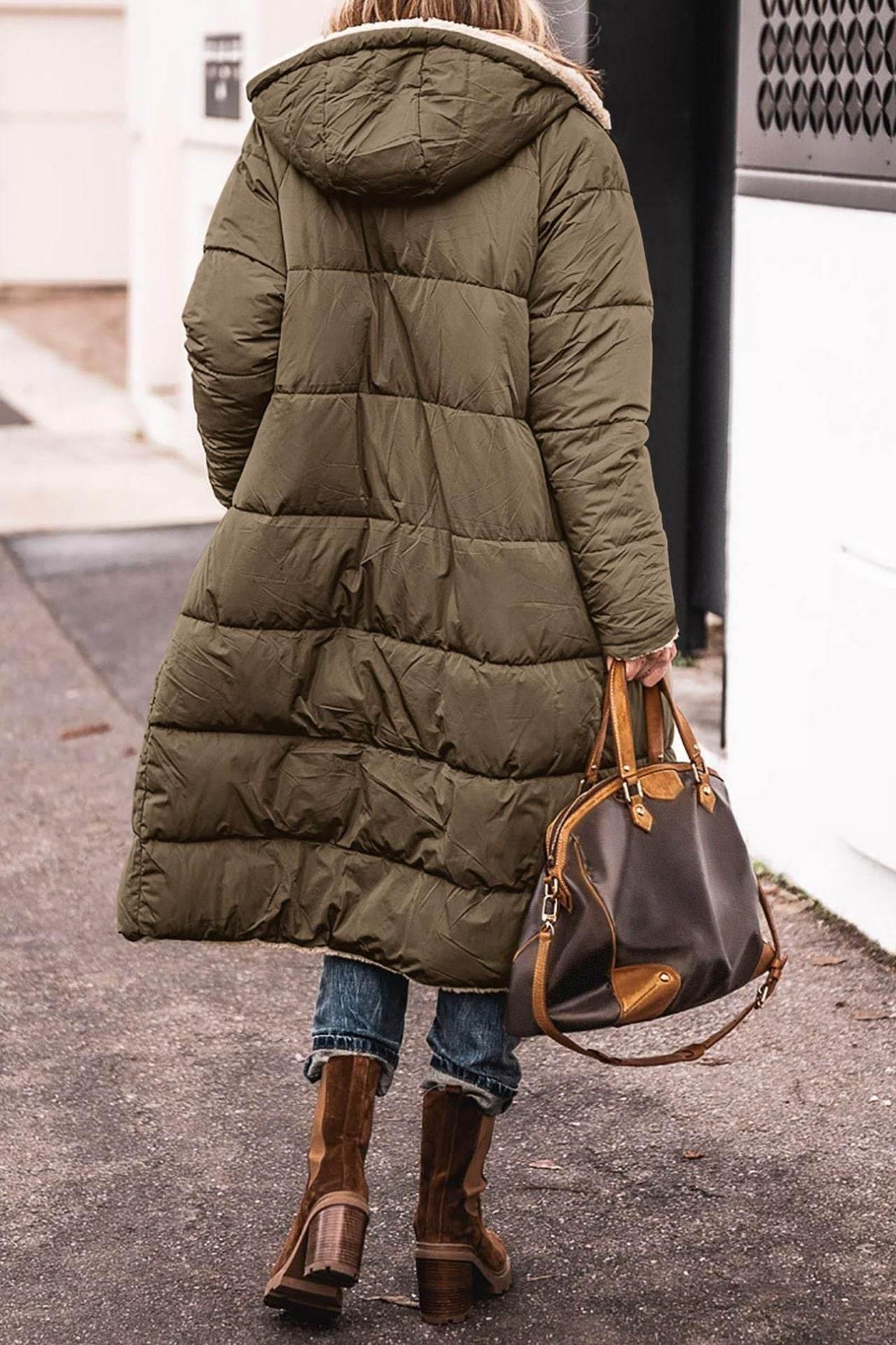 Winter Coat Women | Solid Color Hooded Long Cardigan - ZA-Zola