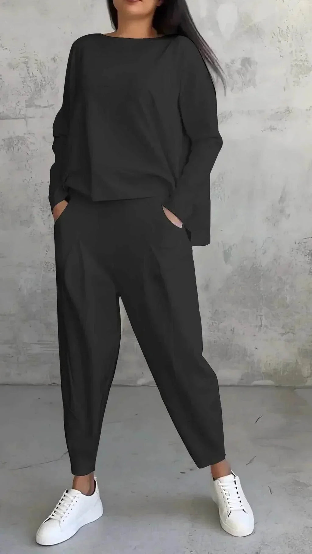 Oversized Irregular Top & Harem Pants Set - ZA-Zola