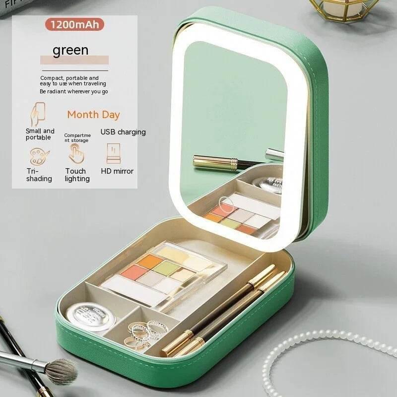 Makeup Storage Box with LED Mirror – Portable Organizer - ZA-Zola