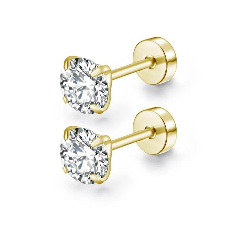 Zircon Cake Stud Earrings – Titanium Steel Shine - ZA-Zola
