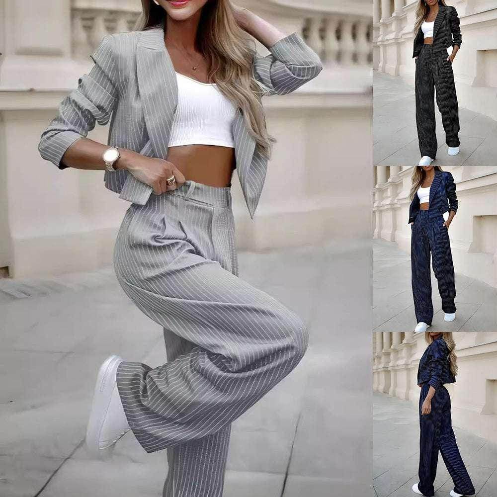Striped Cropped Suit Set – Urban Spring Vibes - ZA-Zola