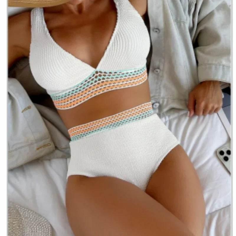 High Waist Split Bikini - Solid Colors, Stylish & Comfortable - ZA-Zola
