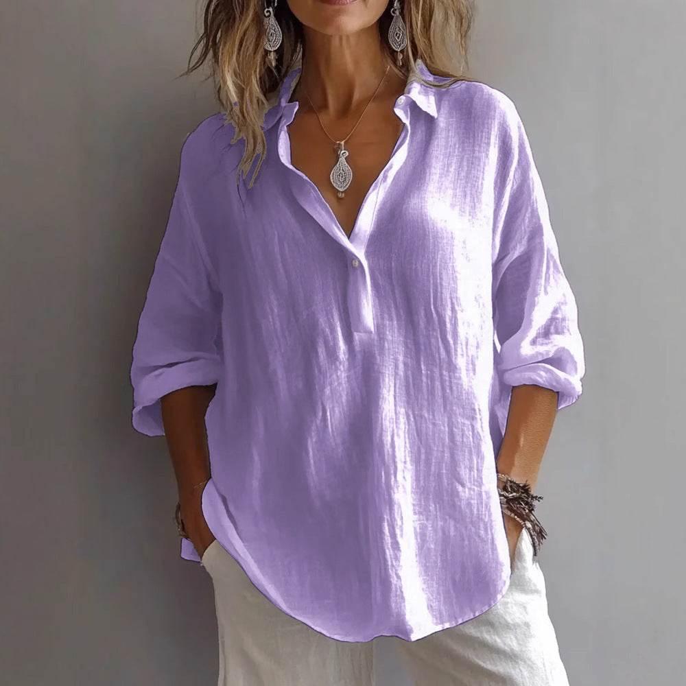 Lapel Pullover Shirt – Women’s Long Sleeve - ZA-Zola