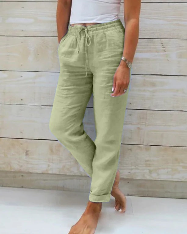 Women's Casual Cotton Hemp Pants Outfit Ideas