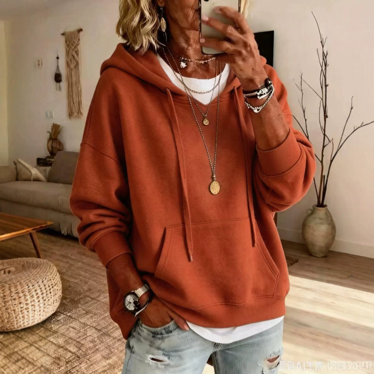 Womens Loose Fitting Hoodie | Casual Long Sleeve