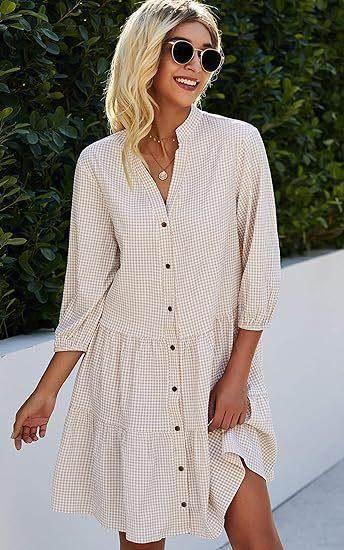 V-Neck Plaid Midi Dress – Summer Style for Women - ZA-Zola